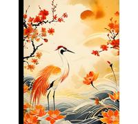 HAIKU JAPANESE RED CRANE WATER FOWL *Poem Composition Sketch Notebook Dream Journal Travel Diary*Asian Watercolor Woodblock Art Design-Bird Watching ... Basket Stocking Stuffer Homeschool University