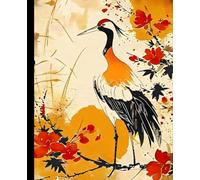 HAIKU JAPANESE RED CRANE WATER FOWL *Poetry Composition Sketch Notebook Dream Journal Travel Diary*Asian Watercolor Wood Block Art Design-Bird ... Basket Stocking Stuffer Homeschool College