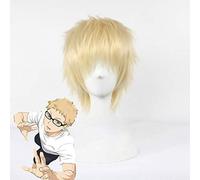 Haikyuu !! Kei Tsukishima Corto Rubio Claro Peluca Cosplay Disfraz Pelo resistente al calor Peruca Anime Fiesta Pelucas KUZZ3563