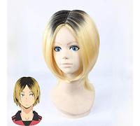 Haikyuu!! Kozume Kenma Cosplay Wig 35cm Short Straight Heat Resistant Synthetic Hair Black Gradient Blond Gold Anime Wig