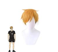 Haikyuu !! Miya Atsumu Short Cosplay Peluca Amarillo y Negro Pelo sintético resistente al calor Voleibol Hombres Disfraz Jugar Pelucas