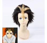 Haikyuu !! Nishinoya Yuu Cosplay Peluca 30cm Corto Recto Pelo sintético resistente al calor Hombre Niños Azul marino Marrón Anime Cos Peluca Nishinoya Yuu