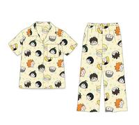 Haikyuu Pijamas Cosplay Pijama Conjuntos Kozume Kenma/Hinata Shoyo/Sugawara Koushi Pijama Conjunto de 3 Piezas Lindo Dibujos Animados Algodón Ropa de Dormir Manga Corta Pantalones Cortos Pantalones,