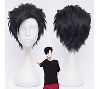 Haikyuu !! Tetsurou Kuroo Tetsurou Corto Negro Estilo Pelo Sintético Cosplay Peluca Resistente Al Calor Disfraz Pelucas + Gorro De Peluca A682