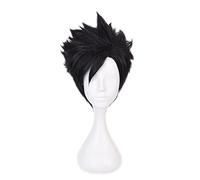 Haikyuu!! Tetsurou Kuroo Tetsurou Cosplay peluca de 30 cm corta negra con estilo sintético resistente al calor para disfraz + gorro de peluca