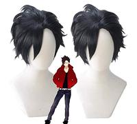 Haikyuu Tetsurou Kuroo Tetsurou - Peluca corta de pelo sintético de 30 cm, estilo negro, resistente al calor, para cosplay y gorro de peluca