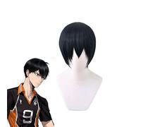 Haikyuu !! Tobio Kageyama High School Voleibol Club Kageyama Tobio Corto Negro Resistente al calor Cabello Cosplay Disfraz Peluca + Peluca Cap P-565