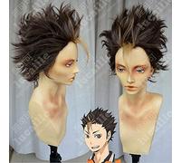 Haikyuu !! Voleibol Nishinoya Yuu Peluca corta marrón y rubia Peluca de pelo resistente al calor Cosplay Disfraz + Gorra de peluca gratis