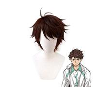Haikyuu !! Voleibol Toru Oikawa Toor Corto Marrón Shaggy Layered Tooru Resistente al calor Cosplay Disfraz Peluca
