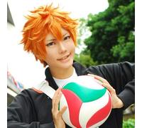 Haikyuu!! Volleyball Shoyo Hinata Syouyou Short Golden Orange Curl Hair Heat Resistant Cosplay Costume Wig + Free Wig Cap