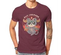 Hail Lucipurr Cute Cat Men Shirt Baphomet Satan Lucifer Crewneck Tops 100% Cotton T Shirt Humor