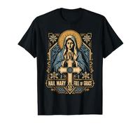Hail Mary Full of Grace Catholic Blessed Mother Christian Camiseta gráfica económica