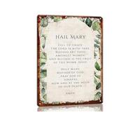 Hail Mary Prayer Virgin Mary Mother of God Catholic Metal Tin Sign Vintage Wall-Art for Prayer Room Chapel Adoration Home Altar Marian Devotion Decor Plaque 8 X 12 inch
