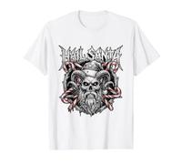 Hail Santa Death Metal Navidad Camiseta gráfica económica, Hombre, Blanco, M