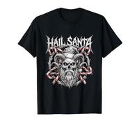 Hail Santa Death Metal Navidad Camiseta gráfica económica, Hombre, Negro, M