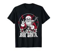Hail Santa Heavy Guitarra Happy Solstice Anti Christmas Rock Camiseta