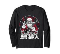 Hail Santa Heavy Guitarra Happy Solstice Anti Christmas Rock Manga Larga