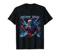 Hail Santa Pagan Happy Solstice Christmas Metal Rock Guitarra Camiseta