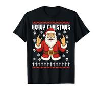 Hail Santa Pagan Happy Solstice Metal Christmas Rock Roll Camiseta