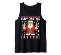 Hail Santa Pagan Happy Solstice Metal Christmas Rock Roll Camiseta sin Mangas