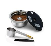 HAILASRE Cápsula de café reutilizable compatible con la cafetera Bosch Tassimo, Dosis reutilizable de acero inoxidable para espresso con cuchara y cepillo (200 ml)
