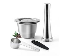 HAILASRE Cápsula de café reutilizable compatible con máquina Nes-presso OriginalLine de acero inoxidable recargable Nes Presso filtro de cápsulas de café con manipulador y cuchara