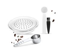 HAILASRE Cápsula reutilizable compatible con Philips Senseo | Cápsulas inox recargables para Senseo HD7801/HD6592/HD7865/60/HD6563/60/HD6554/68 - set cuchar cepillo