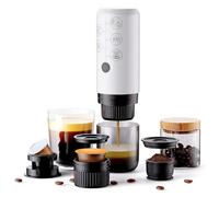 HAILASRE Máquina de café portátil 3 en 1 Eletric Travel Coffee Maker With NS Capsule & Ground Coffee & DolceGusto Pod, USB type C & Car Charger, filtro de 17 bares (blanco) sin calefacción