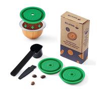 HAILASRE Paquete de 2 cápsulas de café reutilizables para cápsulas Vertuoline y Vertuo originales de silicona de grado alimenticio, tapa de cápsulas de café recargables con cuchara y cepillo, color verde