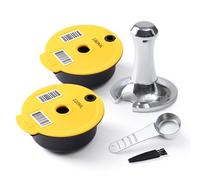 HAILASRE Paquete de 2 cápsulas reutilizables 180 ml/220 ml Filtro de cápsula de café recargable de plástico PP con manipulación de acero inoxidable para máquina, 180ML avec tamper