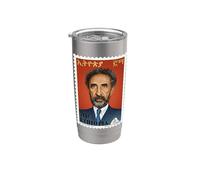 Haile Selassie Vintage Stamp Ethiopian Emperor Rastafari Vaso térmico de acero inoxidable de doble pared