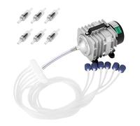 HAILEA ACO318 Bomba de Aire Comercial 45W con colector 6 válvulas Tubo 10m retención y Piedras para Acuario Peces Fuente Estanque hidroponía