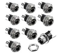 Hailege 10pcs Fuente de alimentación de CC Conector de montaje en panel hembra hembra 3 pines 5.5 x 2.1mm