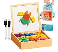 Hailerio Bloques Magnéticos De Madera - Juego De Ingenio Educativo | Geométricos Seguros para Niñas Niños 3+ Años Juguetes Educativos Cumpleaños Viaje Y Hogar