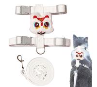 Hailerio Correas para gatos, arnés de pecho para cachorros con decoración de león de baile, dureza ajustable para gatos, suministros de uso al aire libre para caminar, trotar y entrenar