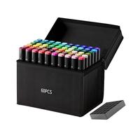 Hailerio Rotuladores Artísticos,Set De 60 Colores Con Punta Chisel Y Fina - Punta Chisel y Fina para Bocetos, Dibujo y Suministros de Arte, Bolígrafo de Pintura Base Aceite para Papel, Tela y Diarios