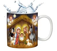 Hailerio Taza cristiana, taza de café de Jesús | Tazas de cerámica con belén navideño de 11 oz | Taza religiosa para café, cacao caliente, Navidad, invierno, té, sopa