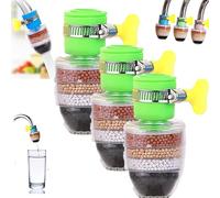 Hailnrothwad Magic Charcoal Water Filter, 2025New Magic Charcoal Water Filter, 6-Layer Filtration, Splash-Proof and Water-Saving, Providing Strong Waters Pressure, for Round Spout Taps (Green 3pcs)