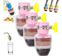Hailnrothwad Magic Charcoal Water Filter, 2025New Magic Charcoal Water Filter, 6-Layer Filtration, Splash-Proof and Water-Saving, Providing Strong Waters Pressure, for Round Spout Taps (Pink 3pcs)