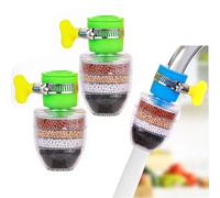 Hailnrothwad Magic Charcoal Water Filter, 6 Layer Cartridge Activated Carbon Filters Water Filter,Filteration System To Purify for 1/2inch - 3/4inch Faucet (Green x2PCS)