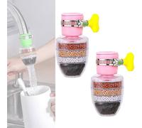 Hailnrothwad Magic Charcoal Water Filter, 6 Layer Cartridge Activated Carbon Filters Water Filter, Water Saving and Providing Strong Waters Pressure, Suitable for Round Spout Taps (pink-2pcs)