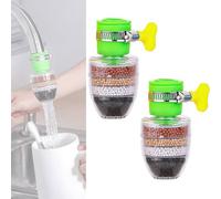 Hailnrothwad Magic Charcoal Water Filter, 6 Layer Cartridge Activated Carbon Filters Water Filter, Water Saving and Providing Strong Waters Pressure, Suitable for Round Spout Taps (green-2pcs)