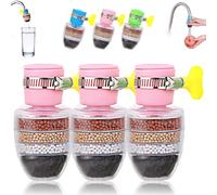 [Hailnrothwad] Magic Charcoal Water Filter, 6-Layer Filtration, Splash-Proof and Water-Saving. Water Faucet Filter for Kitchen Sink (Pink)