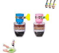 Hailnrothwad Magic Charcoal Water Filter, Magic Charcoal Water Filter, 6 Layer Cartridge Activated Carbon Filters Waters Filters, for 1/2in - 3/4in Faucets (Pink+Blue)