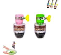 Hailnrothwad Magic Charcoal Water Filter, Magic Charcoal Water Filter, 6 Layer Cartridge Activated Carbon Filters Waters Filters, for 1/2in - 3/4in Faucets (Pink+Green)