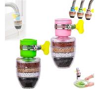 Hailnrothwad Magic Charcoal Water Filter, Magic Charcoal Water Filter, Waters Faucet Filters for Kitchen Sink, 6-Layer Filtration Faucet Purifier for 1/2inch - 3/4inch Faucet (Green+Pink)