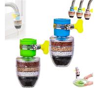 Hailnrothwad Magic Charcoal Water Filter, Magic Charcoal Water Filter, Waters Faucet Filters for Kitchen Sink, 6-Layer Filtration Faucet Purifier for 1/2inch - 3/4inch Faucet (Green+Blue)