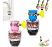 Hailnrothwad Magic Charcoal Water Filter, Magic Charcoal Water Filter, Waters Faucet Filters for Kitchen Sink, 6-Layer Filtration Faucet Purifier for 1/2inch - 3/4inch Faucet (Blue+Pink)