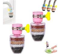 Hailnrothwad Magic Charcoal Water Filter, Magic Charcoal Water Filter, Waters Faucet Filters for Kitchen Sink, 6-Layer Filtration Faucet Purifier for 1/2inch - 3/4inch Faucet (2*Pink)