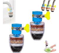Hailnrothwad Magic Charcoal Water Filter, Magic Charcoal Water Filter, Waters Faucet Filters for Kitchen Sink, 6-Layer Filtration Faucet Purifier for 1/2inch - 3/4inch Faucet (2*Blue)